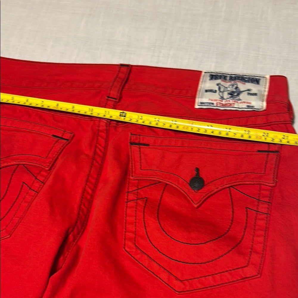 True Religion Red Straight Jeans Vibrant Denim - Picture 13 of 15